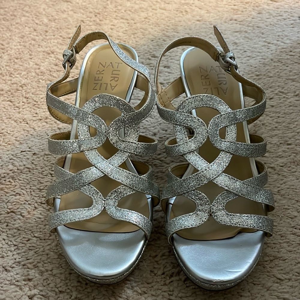 Silver high heels